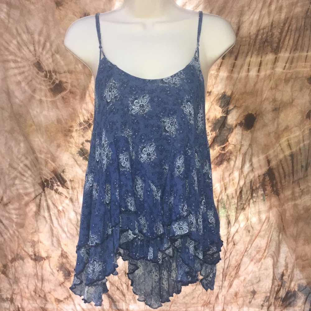 Free people flowy small navy hippie tank